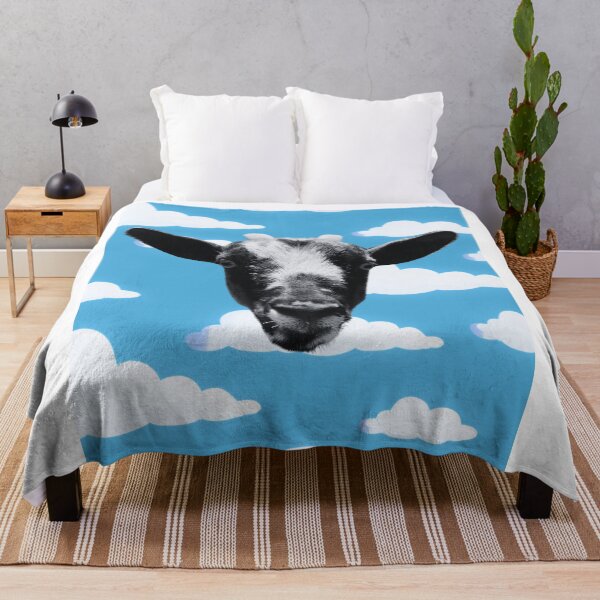 Item preview, Floating goat head - black and white - clouds background designed and sold by Dryft7.
