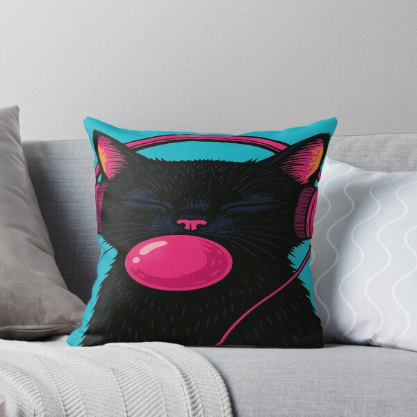 Item preview, Chilling black cat with earphones  designed and sold by Silverluuna.