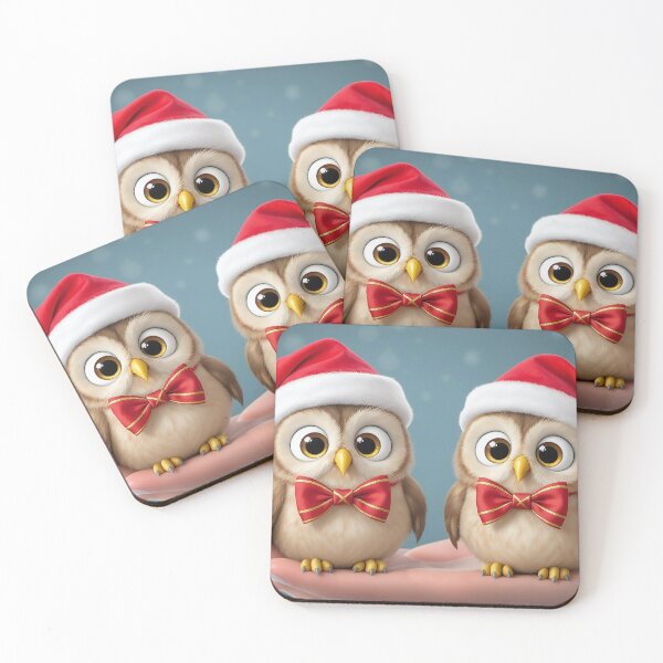 Item preview, Owls in Santa Hats Cute Holiday Birds in Hand designed and sold by acceleratorhams.