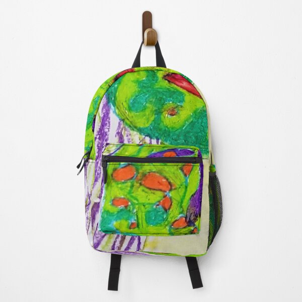 Item preview, Whimsical Green Face with Purple Hair – Bold Crayon Art Portrait designed and sold by LuxuryApparels.