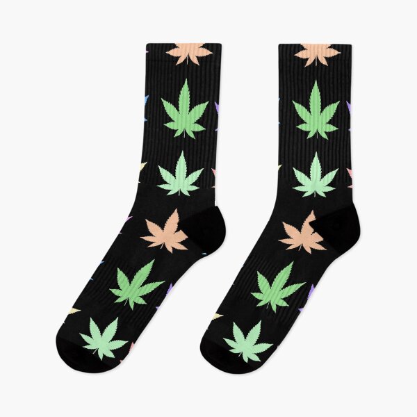 Artikelvorschau, Marihuana Cannabis Blatt Sticker Pack - Pastell auf Schwarz entworfen und verkauft von MysticMagpie.
