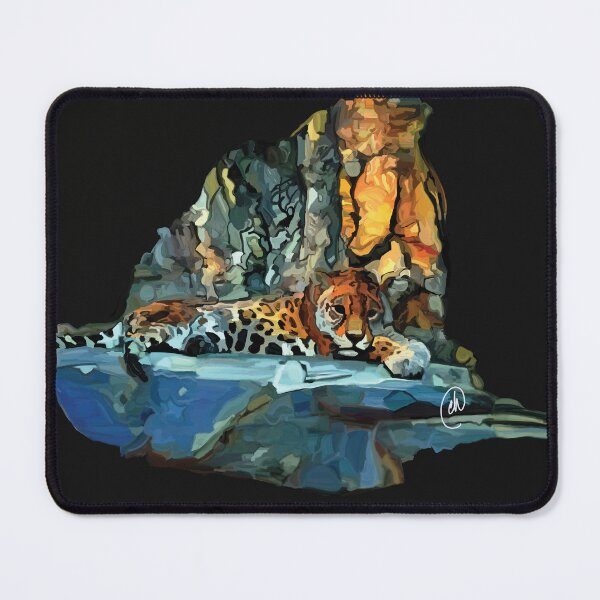Item preview, Lounging Leopard black background designed and sold by DragonDreamzzz.