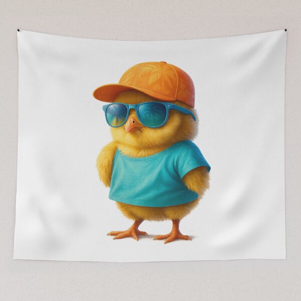 Item preview, Cool Fluffy Chick with Sunglasses – Funny Summer Animal Art designed and sold by NeonCore.