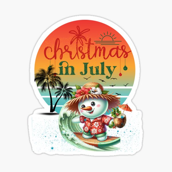 Item preview, Christmas in July | Tropical Snowman Surfing Design T-Shirt for man woman  designed and sold by EvelineArt78.