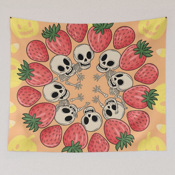 Item preview, Summerween Pattern Strawberry Skulls designed and sold by WhimsicalThredz.
