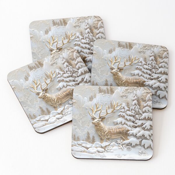 Item preview, Majestic golden deer in the snowy forest designed and sold by MargaretWiktor.