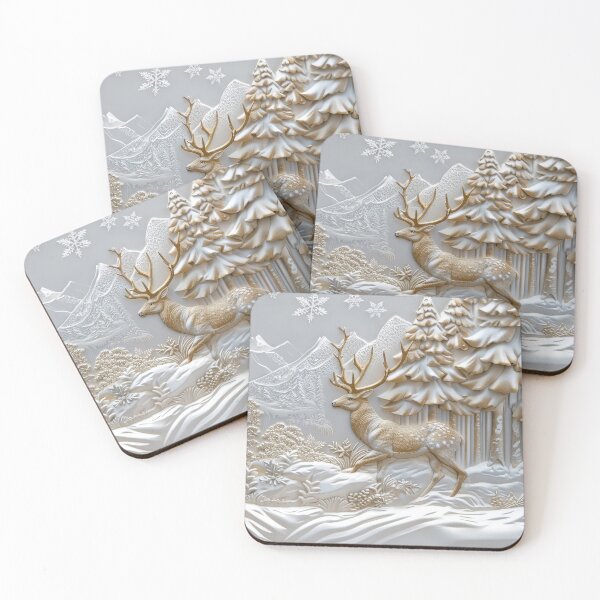 Item preview, Majestic golden deer in the snowy forest designed and sold by MargaretWiktor.