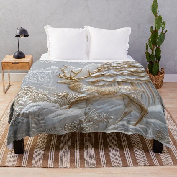Item preview, Majestic golden deer in the snowy forest designed and sold by MargaretWiktor.