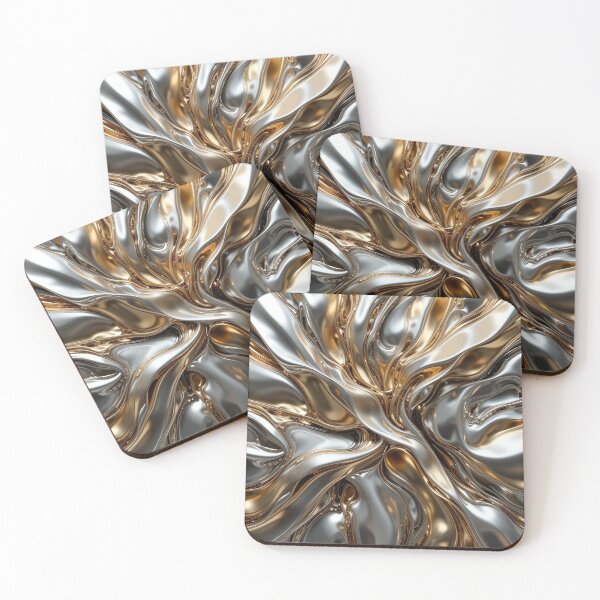 Item preview, Abstract Metallic Waves in Gold and Silver Flow designed and sold by semenol.