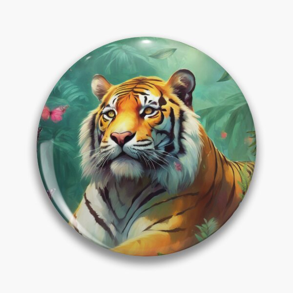 Item preview, Tiger and butterfly, plants, flowers, nature, pagoda, China. designed and sold by Sugar Wisdom .