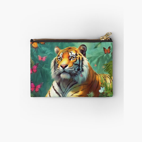 Item preview, Tiger and butterfly, plants, flowers, nature, pagoda, China. designed and sold by Sugar Wisdom .