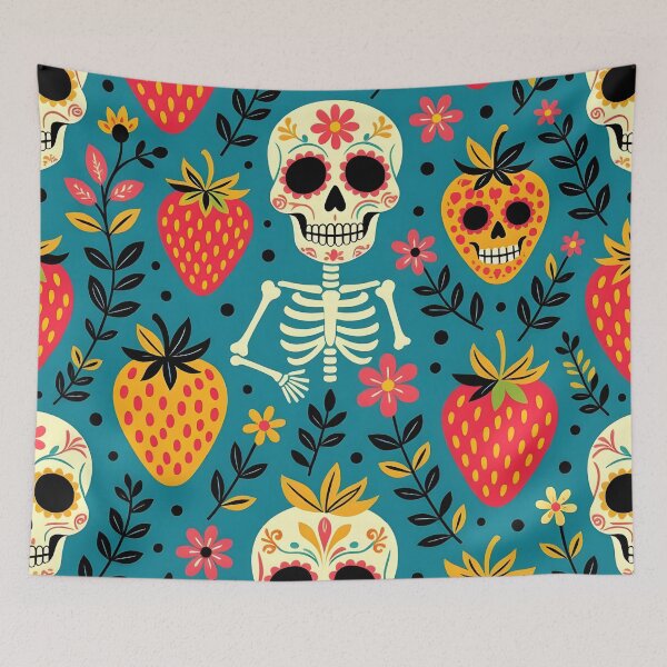 Item preview, Skull and Strawberries – Spooky Summerween Pattern designed and sold by WhimsicalThredz.
