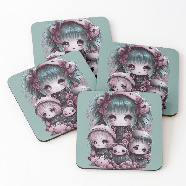 Item preview, Dark pastel goth manga chibi dolls with animals designed and sold by jbfart.