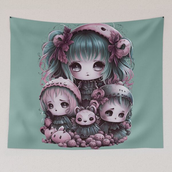 Item preview, Dark pastel goth manga chibi dolls with animals designed and sold by jbfart.