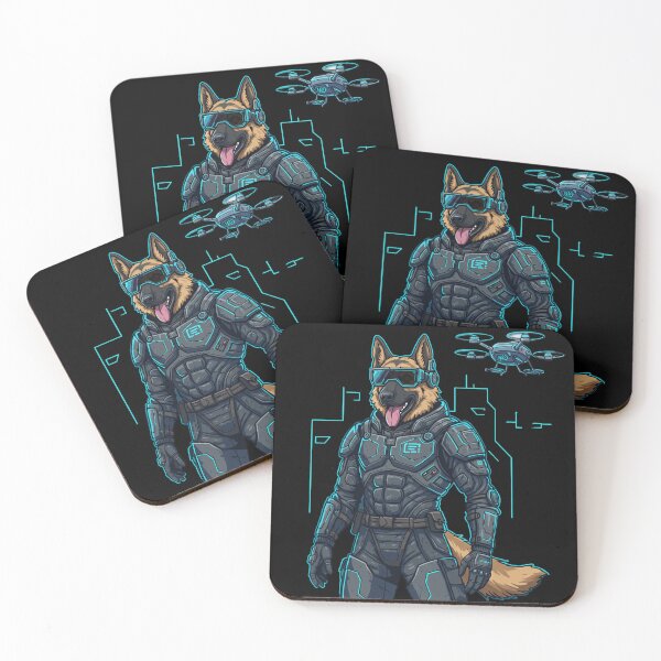 Item preview, Cyber Shepherd – Futuristic German Shepherd Warrior Dog Design designed and sold by Color Drift.