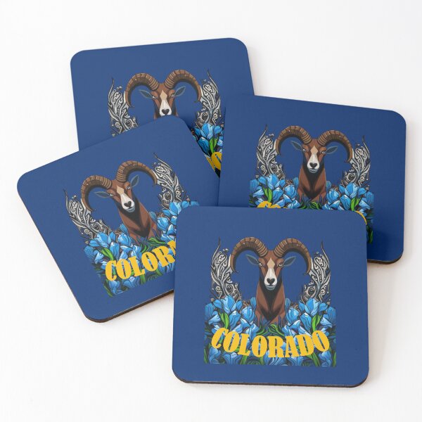 Item preview, Colorado Bighorn Sheep With Blue Columbine Flowers designed and sold by taiche.