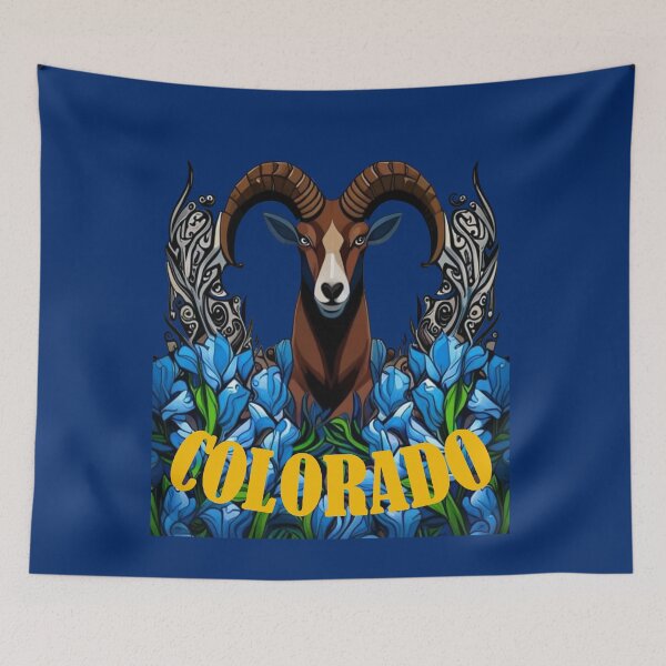 Item preview, Colorado Bighorn Sheep With Blue Columbine Flowers designed and sold by taiche.
