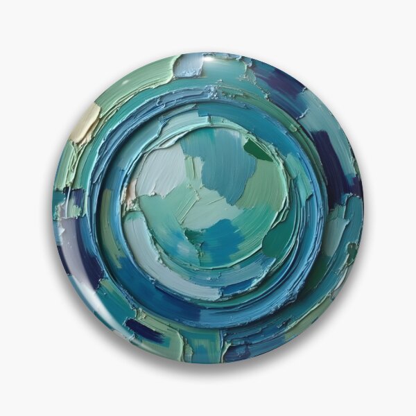Item preview, Abstract Textured Painting with Blue and Green Circular Design designed and sold by FrescoDesign.