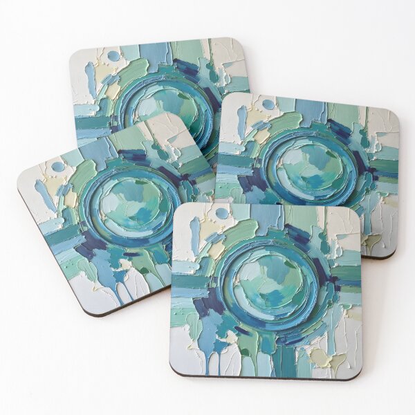 Item preview, Abstract Textured Painting with Blue and Green Circular Design designed and sold by FrescoDesign.