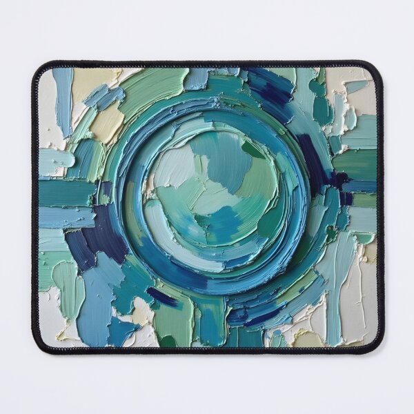 Item preview, Abstract Textured Painting with Blue and Green Circular Design designed and sold by FrescoDesign.
