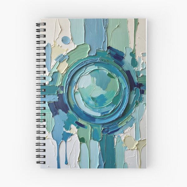 Item preview, Abstract Textured Painting with Blue and Green Circular Design designed and sold by FrescoDesign.