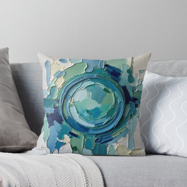 Item preview, Abstract Textured Painting with Blue and Green Circular Design designed and sold by FrescoDesign.