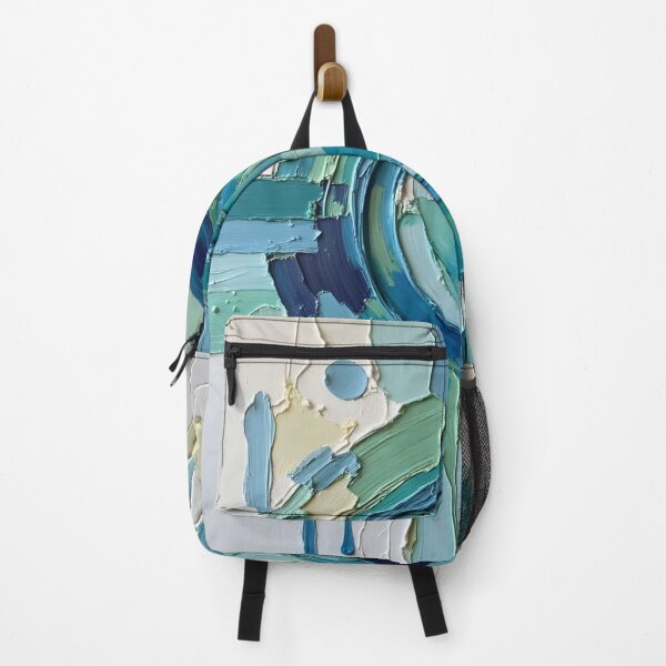 Item preview, Abstract Textured Painting with Blue and Green Circular Design designed and sold by FrescoDesign.