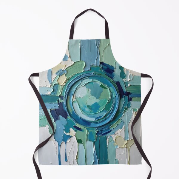Item preview, Abstract Textured Painting with Blue and Green Circular Design designed and sold by FrescoDesign.
