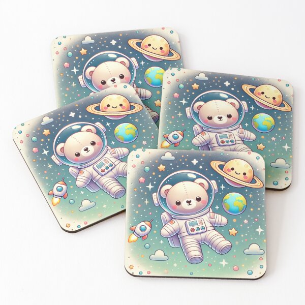 Item preview, Astronaut Bear in Space – Kawaii Galactic Adventure designed and sold by CyrodeDigital.