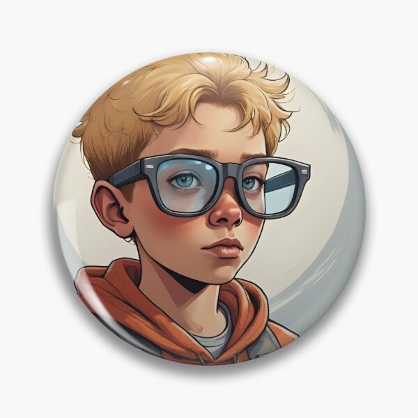 Item preview, Seeing with different eyes, visual impairment, serious boy with glasses, blond designed and sold by CeciliaGomezArt.