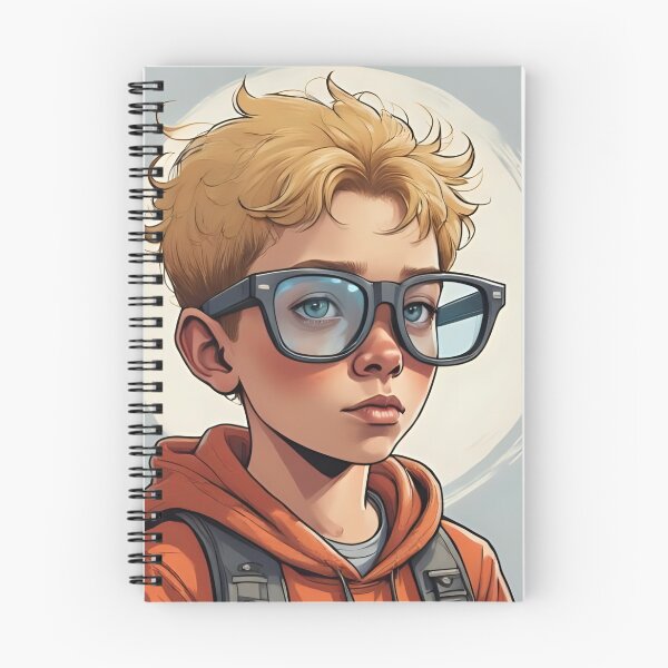 Item preview, Seeing with different eyes, visual impairment, serious boy with glasses, blond designed and sold by CeciliaGomezArt.