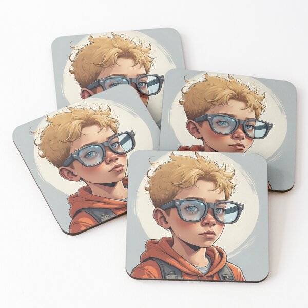 Item preview, Seeing with different eyes, visual impairment, serious boy with glasses, blond designed and sold by CeciliaGomezArt.