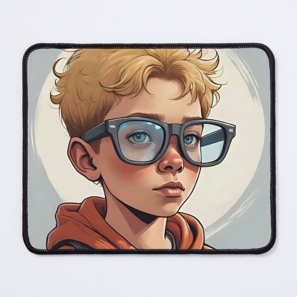 Item preview, Seeing with different eyes, visual impairment, serious boy with glasses, blond designed and sold by CeciliaGomezArt.