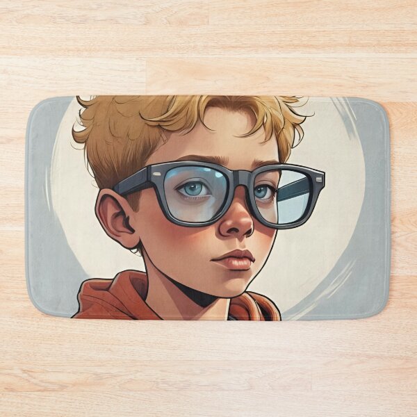 Item preview, Seeing with different eyes, visual impairment, serious boy with glasses, blond designed and sold by CeciliaGomezArt.