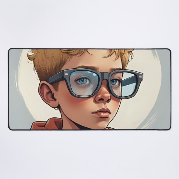 Item preview, Seeing with different eyes, visual impairment, serious boy with glasses, blond designed and sold by CeciliaGomezArt.