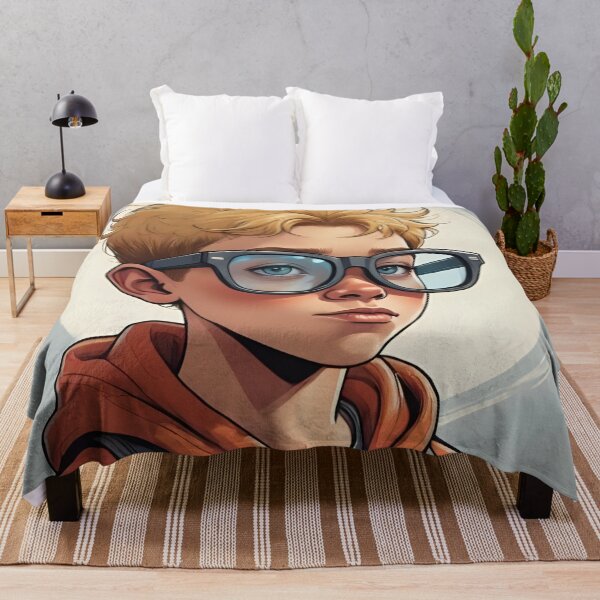 Item preview, Seeing with different eyes, visual impairment, serious boy with glasses, blond designed and sold by CeciliaGomezArt.