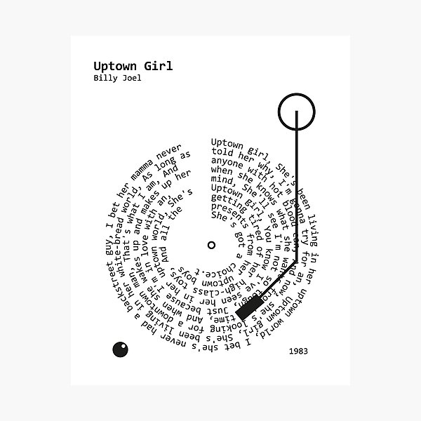 Item preview, Uptown Girl, Billy Joel - Lyrics Poster designed and sold by MancBusyBee.