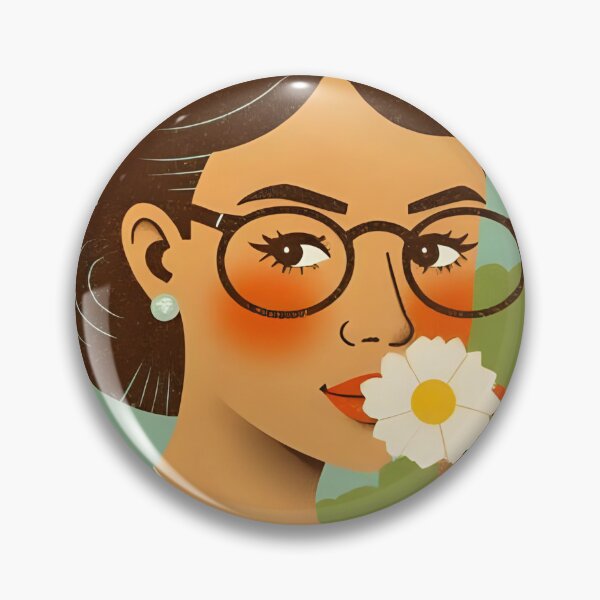 Item preview, Seeing with different eyes: visually impaired woman with glasses and elegant flowers designed and sold by CeciliaGomezArt.