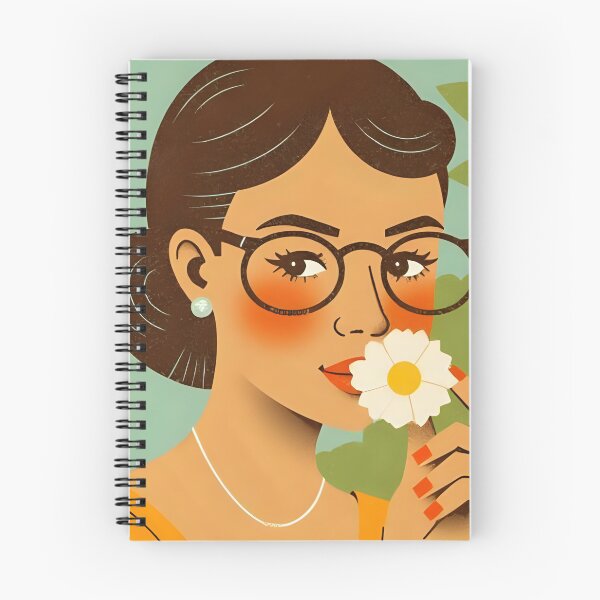 Item preview, Seeing with different eyes: visually impaired woman with glasses and elegant flowers designed and sold by CeciliaGomezArt.