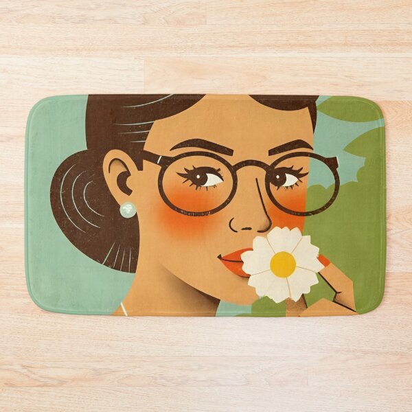 Item preview, Seeing with different eyes: visually impaired woman with glasses and elegant flowers designed and sold by CeciliaGomezArt.