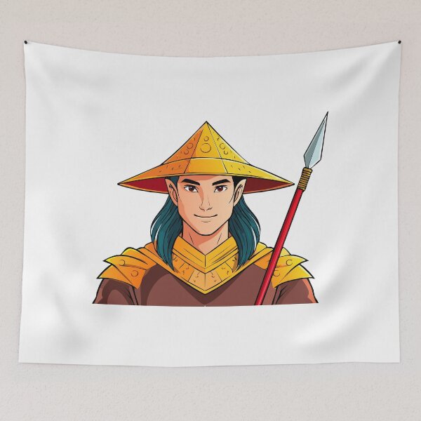 Item preview, Portrait of a man elf, fantasy elven warrior face with pointed ears and long black hair, elven warrior in a cap with a spear or lance designed and sold by Danler.
