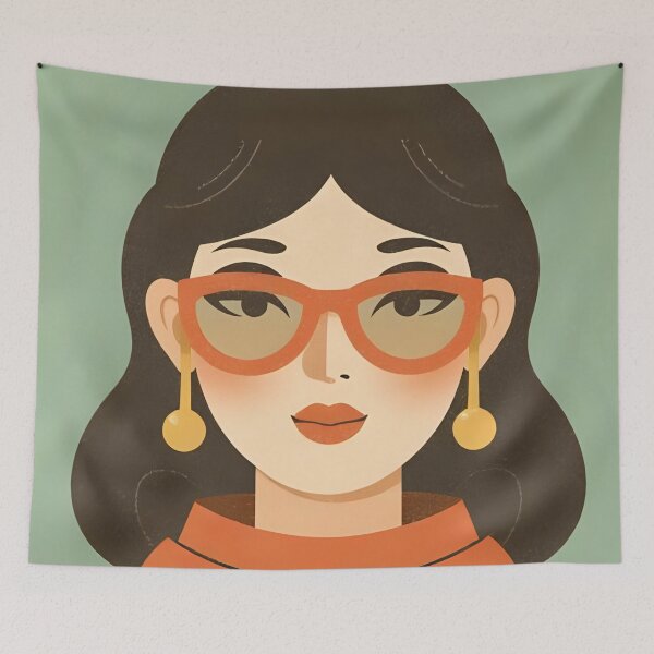 Item preview, Seeing with different eyes, visual impairment, vintage woman with red glasses designed and sold by CeciliaGomezArt.