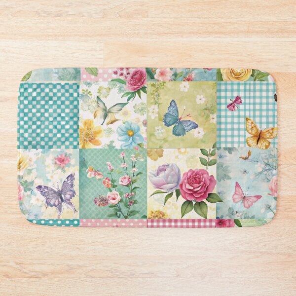 Item preview, Spring Patchwork blues and greens and butterfly things designed and sold by Ketique.
