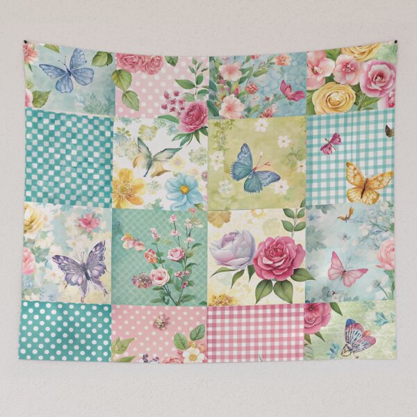 Item preview, Spring Patchwork blues and greens and butterfly things designed and sold by Ketique.