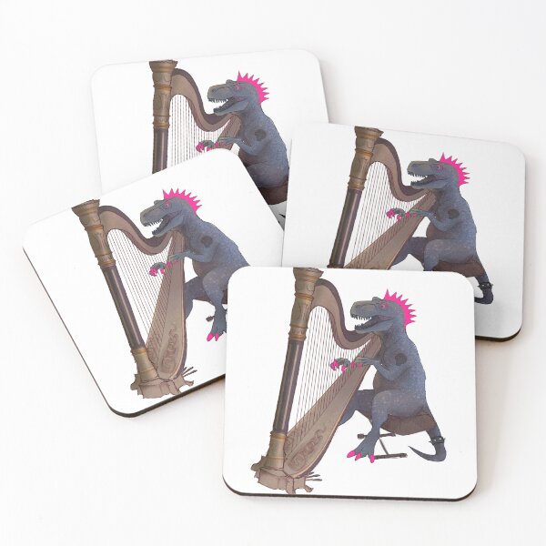 Item preview, punk t rex playing harp designed and sold by norah's trash can.