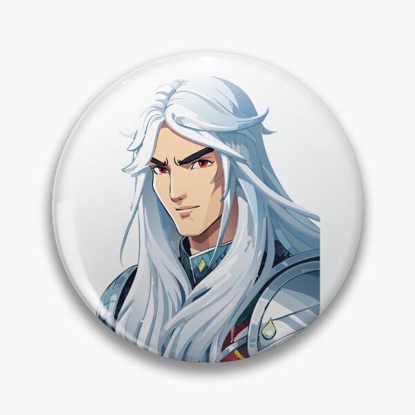 Item preview, Portrait of a man, fantasy elegant warrior face with long white hair designed and sold by Danler.