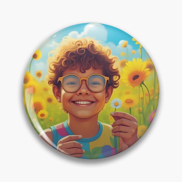 Item preview, Seeing with different eyes, visual impairment, child smiles in sunflowers designed and sold by CeciliaGomezArt.