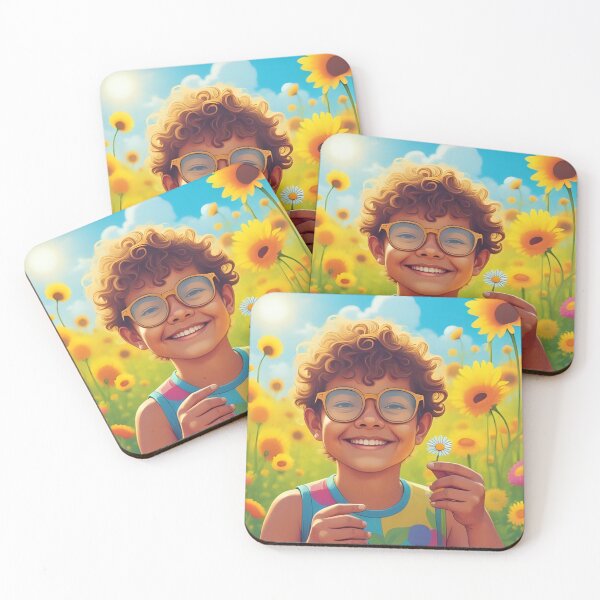 Item preview, Seeing with different eyes, visual impairment, child smiles in sunflowers designed and sold by CeciliaGomezArt.