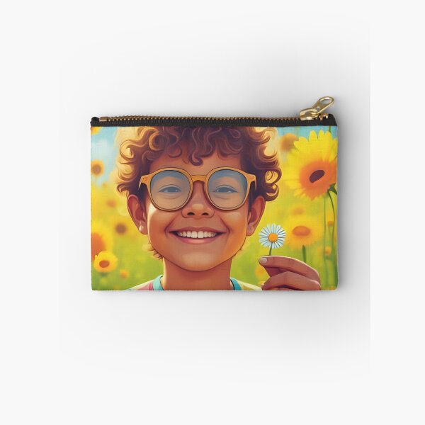 Item preview, Seeing with different eyes, visual impairment, child smiles in sunflowers designed and sold by CeciliaGomezArt.