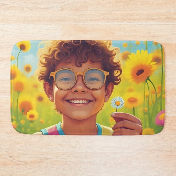 Item preview, Seeing with different eyes, visual impairment, child smiles in sunflowers designed and sold by CeciliaGomezArt.